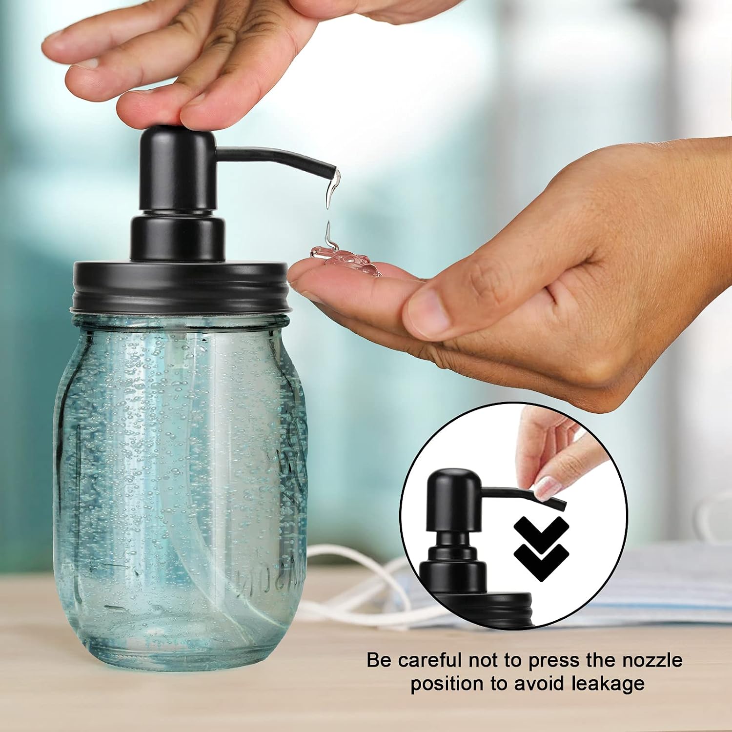 3 Pcs Mason Jar Soap Dispenser Lid, Mason jar Lotion Pump Stainless Steel Soap Dispenser Replacement for Regular Mouth Mason Jar Pump Lid Bathroom Kitchen Rust Proof (Jar Not Included)