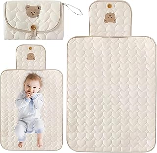 Portable Changing Pad, Baby Foldable Diaper Pad Travel Changing Station, Wipe-Clean Changing Mat for Newborns, Lightweight Waterproof Change Mat for Toddlers Newborns, Baby Gift & Essentials (Bear)