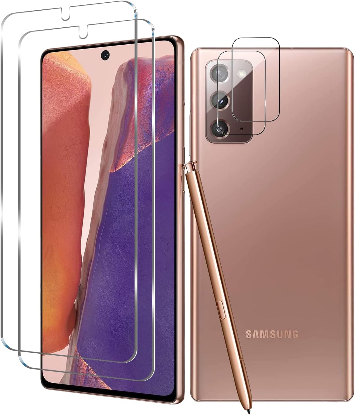         Galaxy Note 20 Tempered Glass Screen Protector + Camera Lens Protector [ 2 + 2 Pack ] [Compatible Fingerprint] [Anti-Scratch] [Case Friendly] Clear HD Protective Film for Samsung Galaxy Note 2