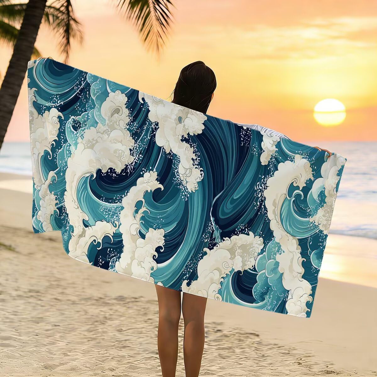 Telo Mare Microfibra, Telo Mare Grande 90x200cm 2 Pezzi, Asciugamano Palestra Donna Asciugatura Rapida, Antisabbia Asciugamano Microfibra, Leggero Asciugamani Palestra per Regalo (Ciambella) -4508