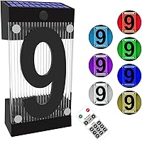 Vista 15 de Número solar de casa, número de dirección solar con número acrílico 3D, estacas de hierro, luz colorida, control remoto, señal de dirección moderna