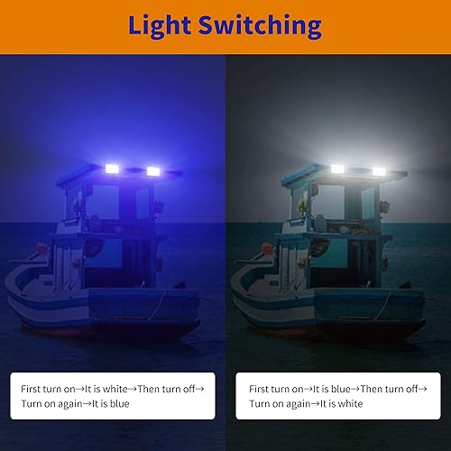 Miniatura 7 de Luces LED de doble color para lancha, IP67, impermeable, luz esparcidora marina, cubierta de barco, haz de inundación, barra de luz LED para pesca