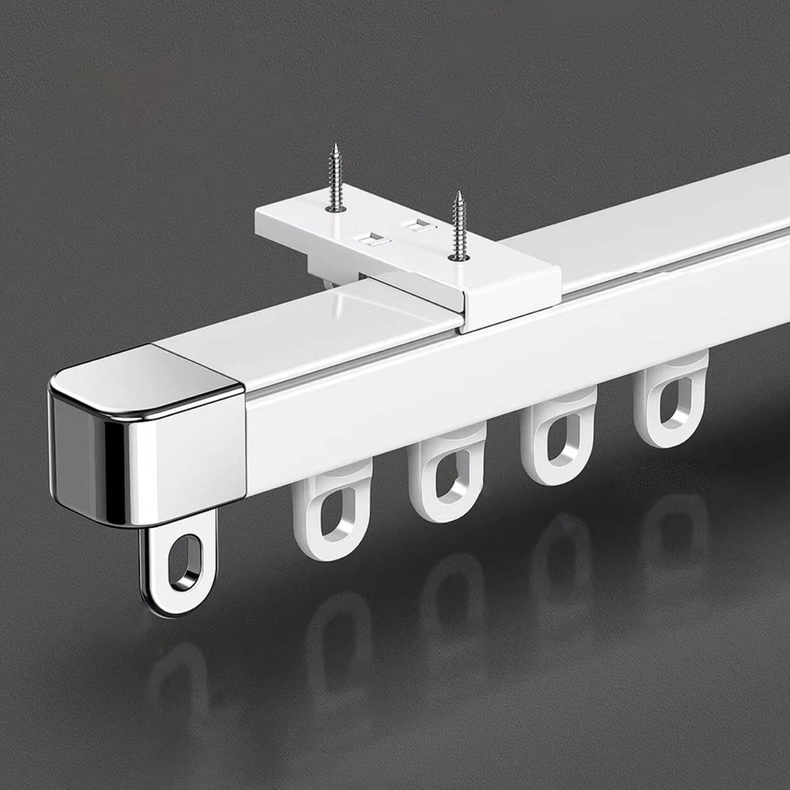 Aluminum Alloy Curtain Track Rail, Curtain Track Kit With Mute Rollers, Curtain Track Luxurious Heavy Conjoined Curtain Rails Nano Silence Curtain Rod, Ceiling Or Wall Mount