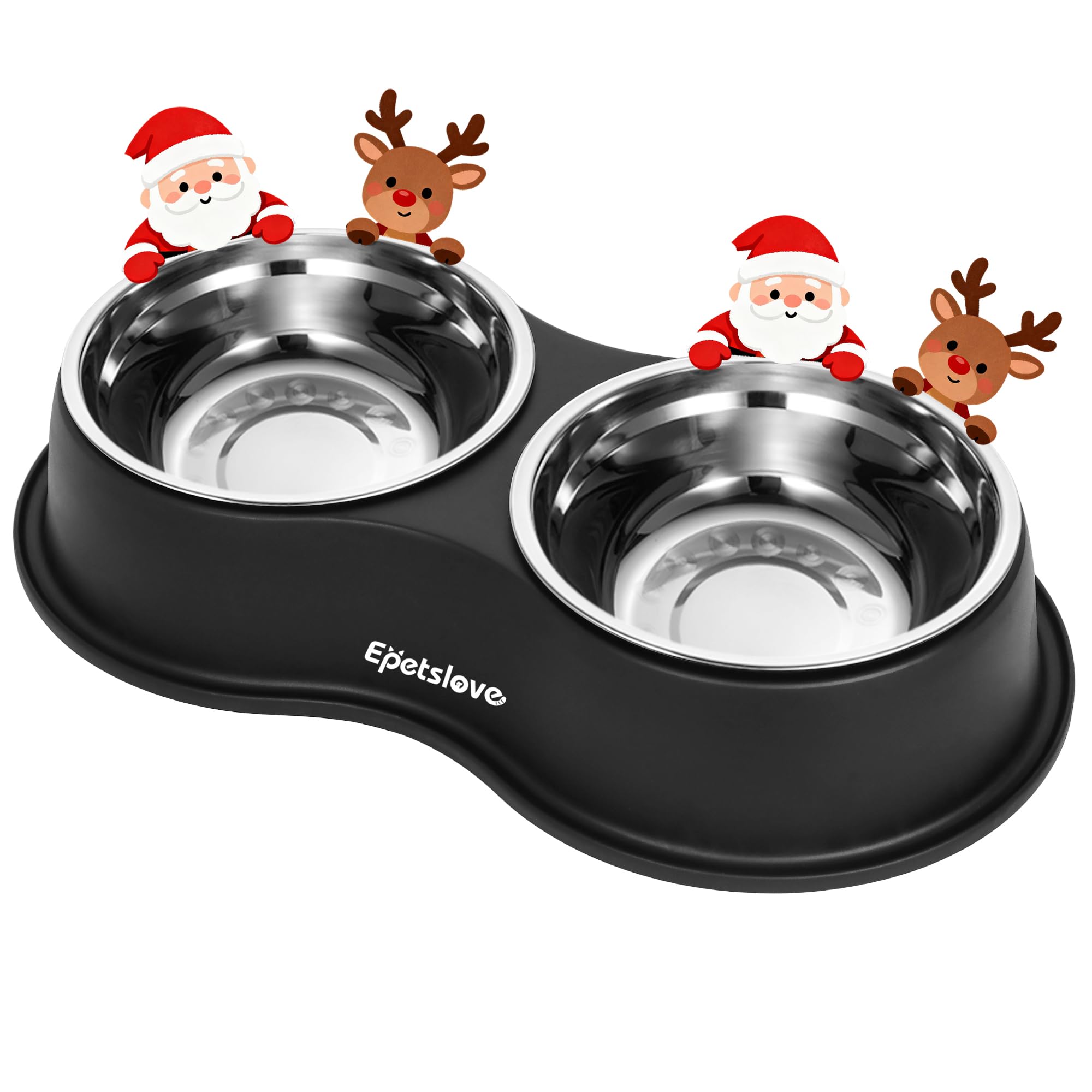 Dog Bowls Double Dog Water and Food Bowl Stainless Steel Bowl with Non-Slip Resin Station, Pet Feeder Bowls for Puppy Medium Dogs Cats