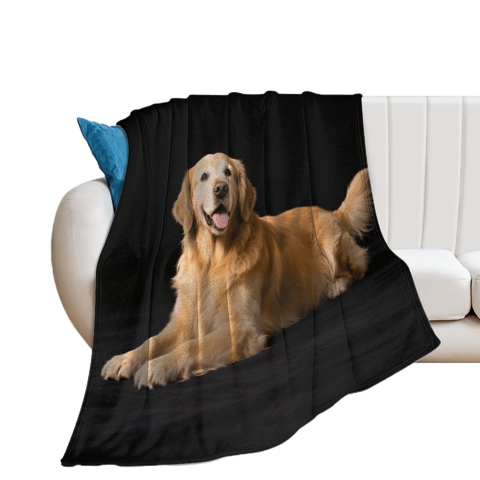 asbwuo Golden Retriever Printed Throw Blanket Soft Flannel Blankets for Bed Sofa Couch Chair Travel and Camping Home Decoration 60x80