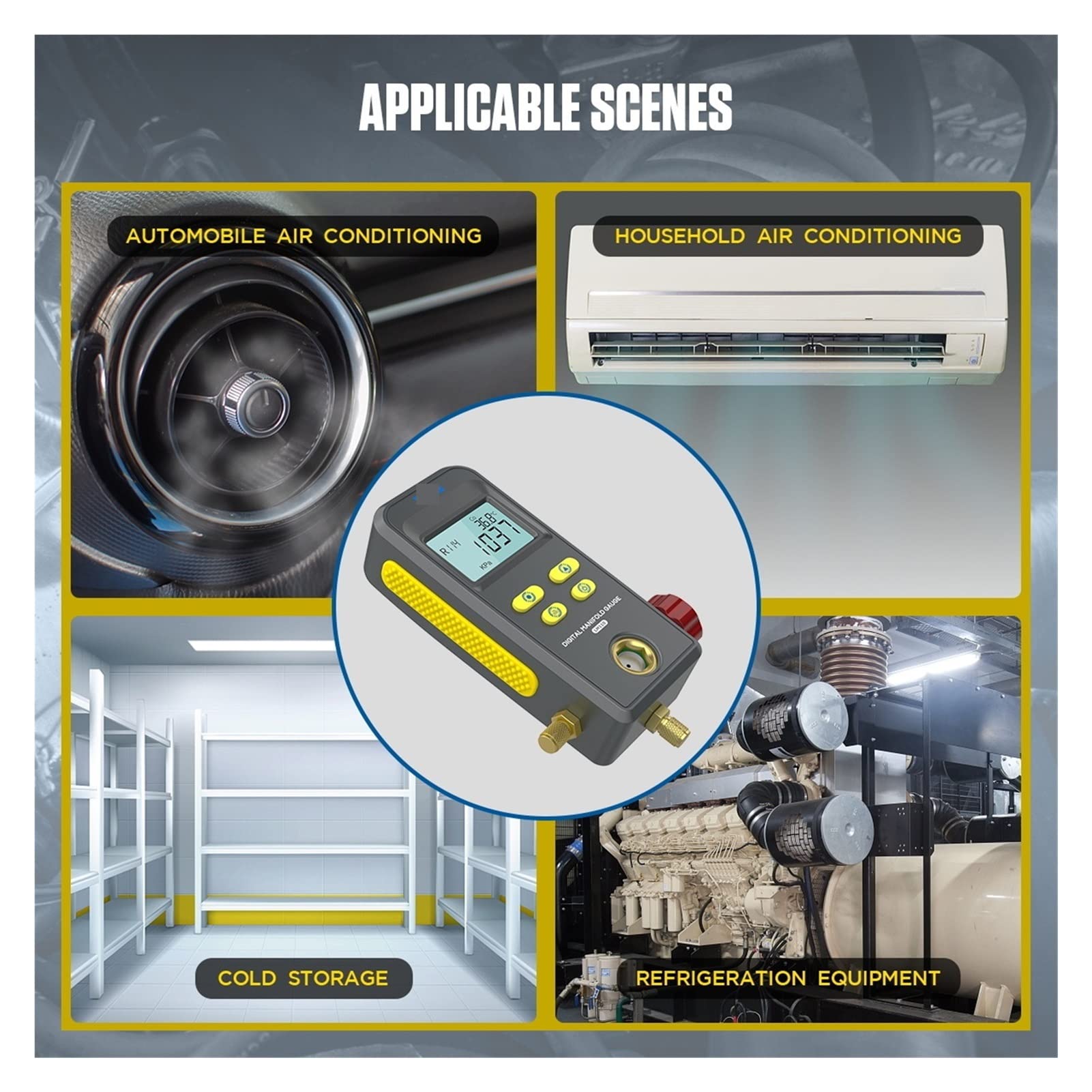 LM110 Digital Refrigeration Manifold Gauge Vacuum Pressure Temperature Meter Test Air-Conditioning,Alta precisión