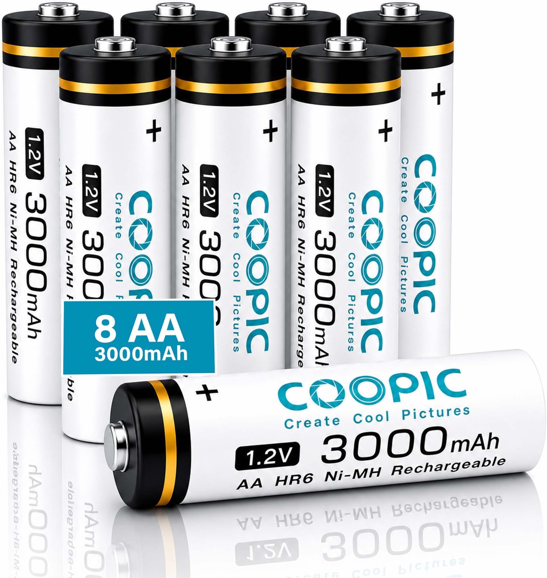 3000mAh AA HR6 Ni-MH Pre-charged type Rechargeable Battery (8 PIECES)