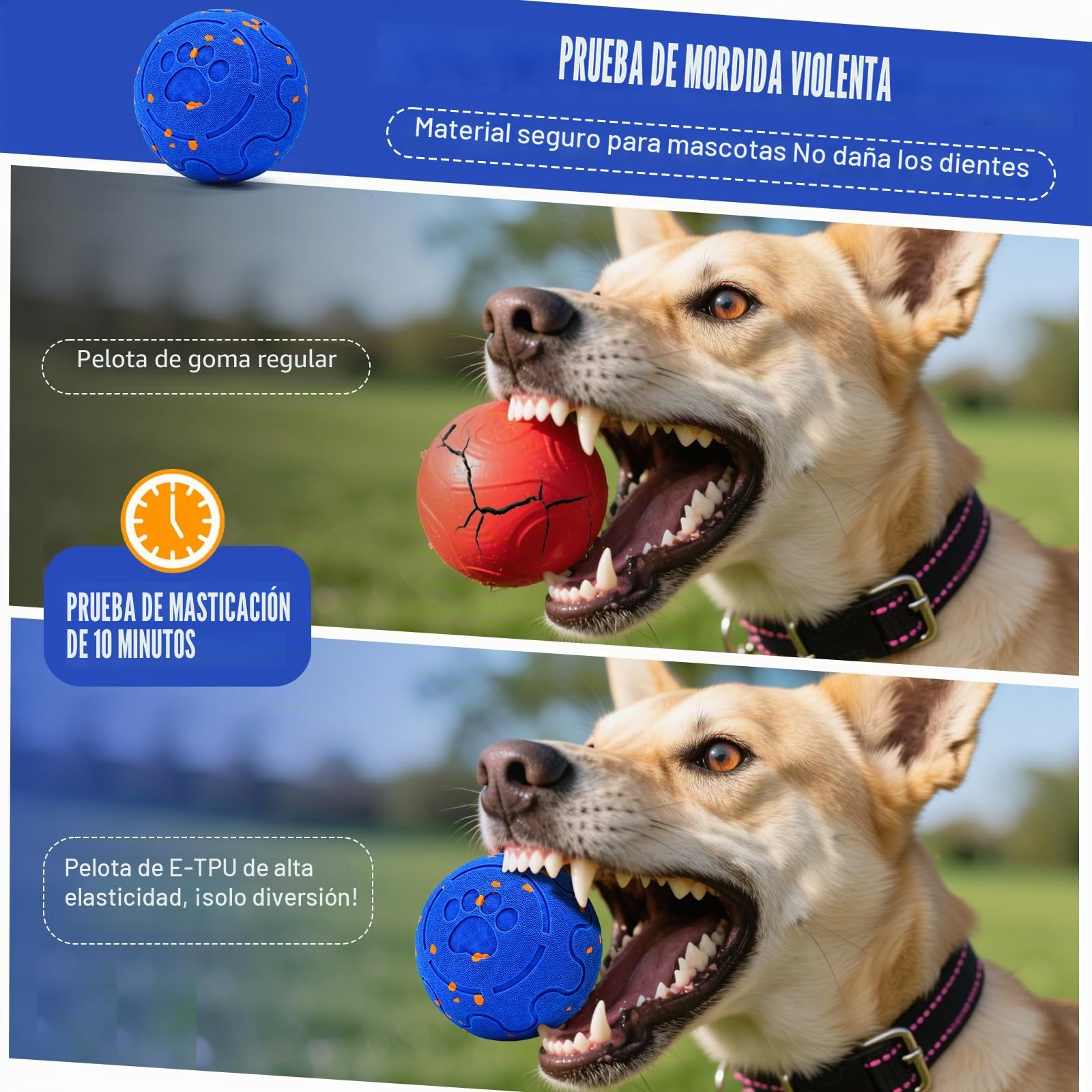 Juguete para perros con inteligencia, pelota para cachorros, pelota para cachorros, juguete inteligente interactivo para perros con luz y 3 modos de juego (azul/no luz)