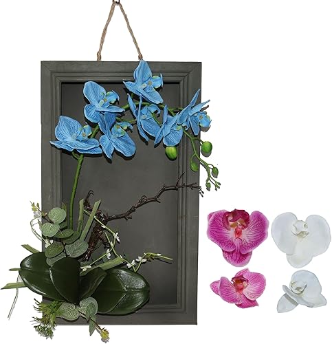 Miniatura 2 de BINFEN Paquete de 2 mini plantas artificiales de orquídeas artificiales para decoración del hogar, oficina, baño, orquídeas de seda blanca y