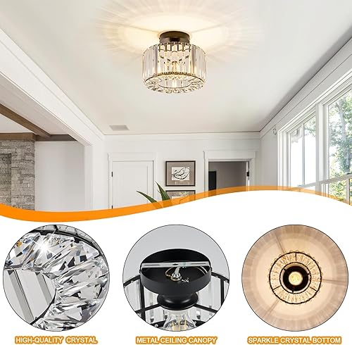 Miniatura 2 de BUXVRCS Lámpara de techo de cristal - Lámpara de techo semiempotrada moderna para pasillo, lámparas de montaje empotrado para cocina, dormitorio,