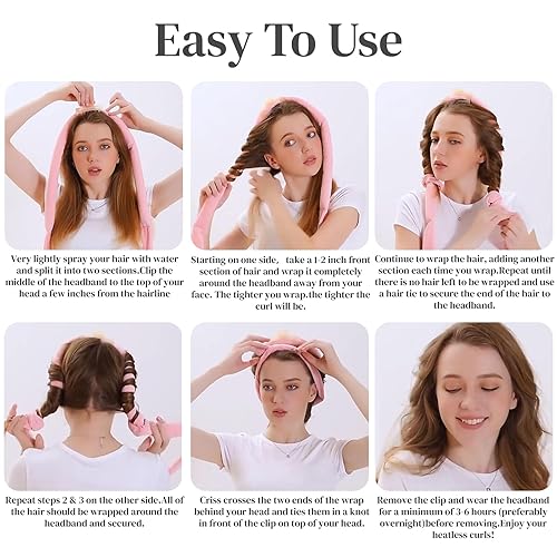 Miniatura 5 de Rizador de pelo de terciopelo sin calor, rizos sin calor, rodillos de pelo durante la noche, incluye botella de spray sin aire, pinzas para el