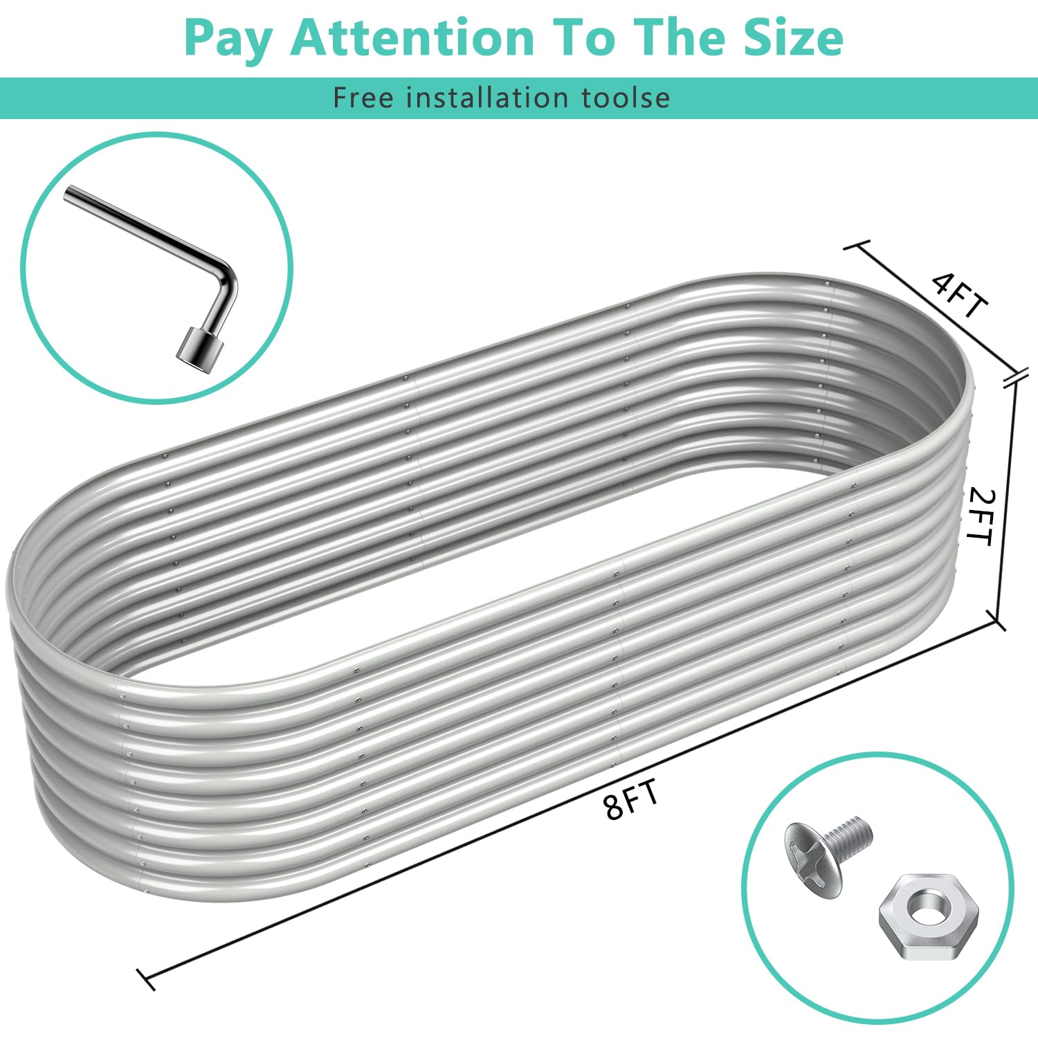 FRIZIONE 8FT(L)×4FT(W)×2FT(H) Raised Garden Bed Outdoor, Raised Garden Beds for Flower, Raised Planter Box Outdoor for Herb, Vegetable-White
