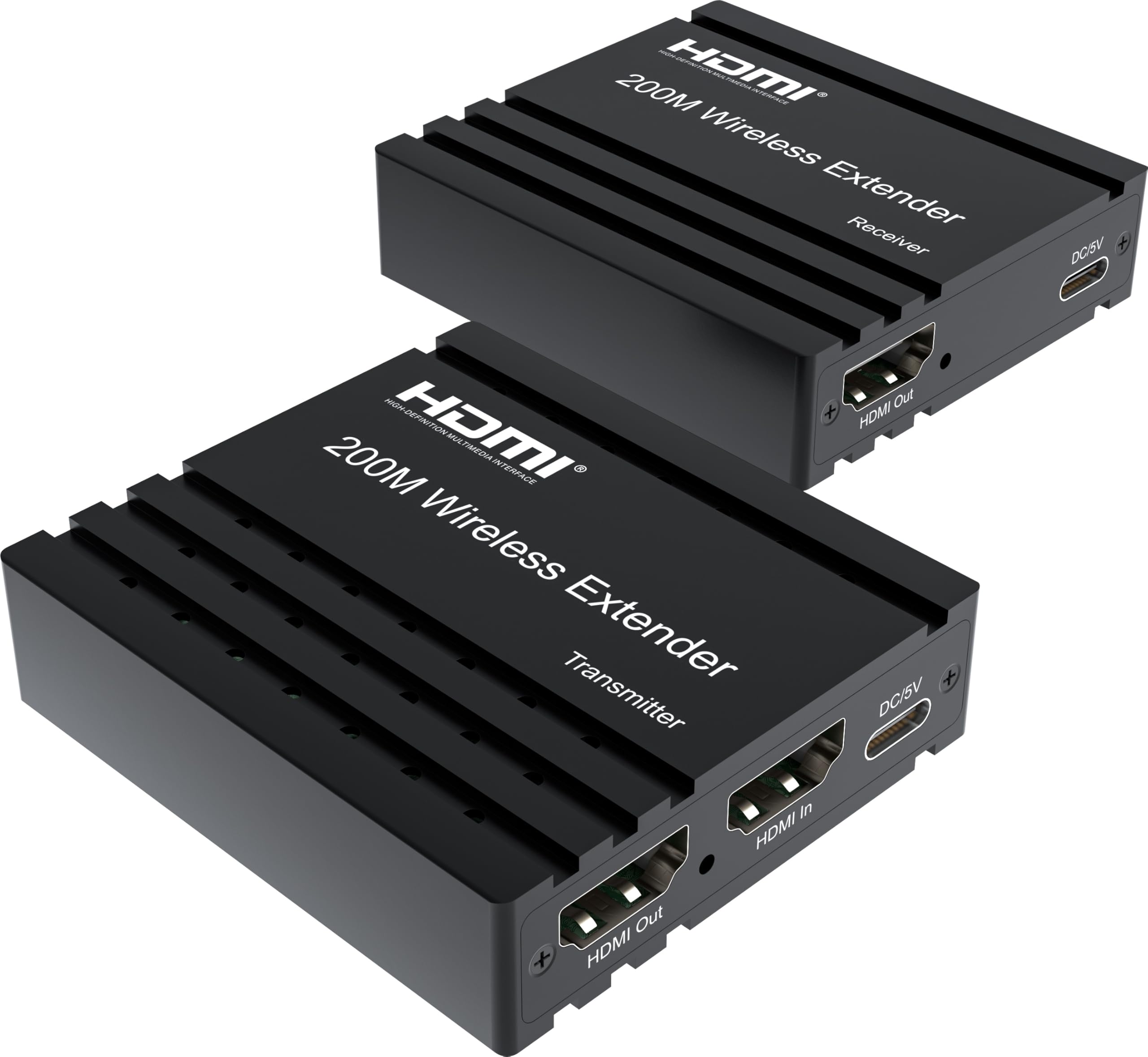 PremiumCord HDMI Extender Wireless Fino a 200 m, Full HD 1080p, HDMI 1.3, HDCP 1.3, Custodia In Metallo