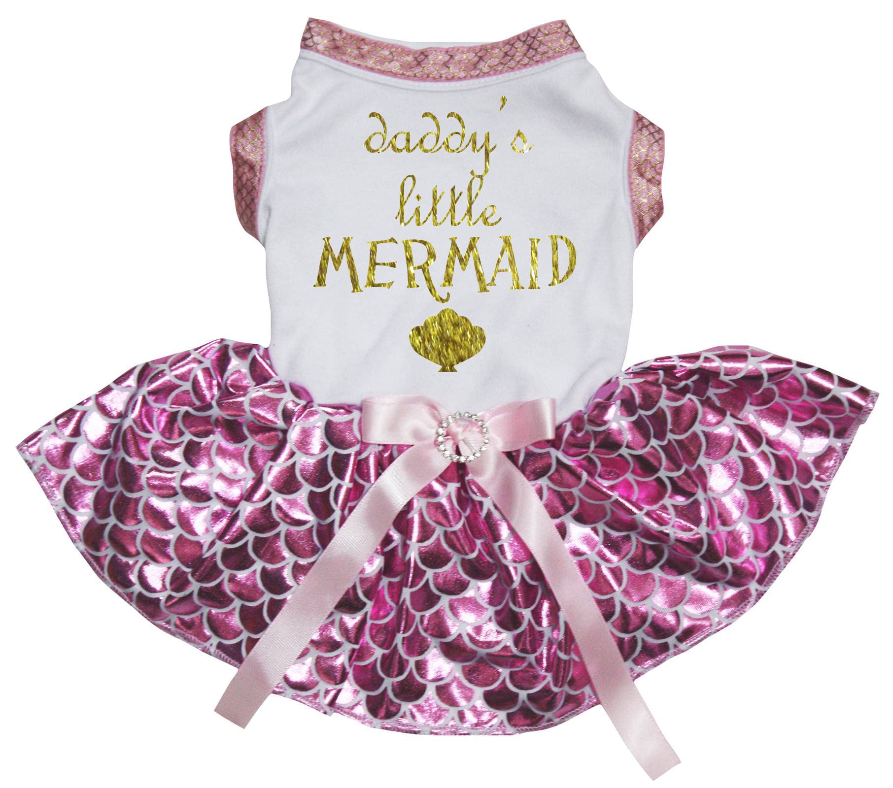 Robe pour chien XXL évite les poils partout Daddy's Little Mermaid Blanc Rose
