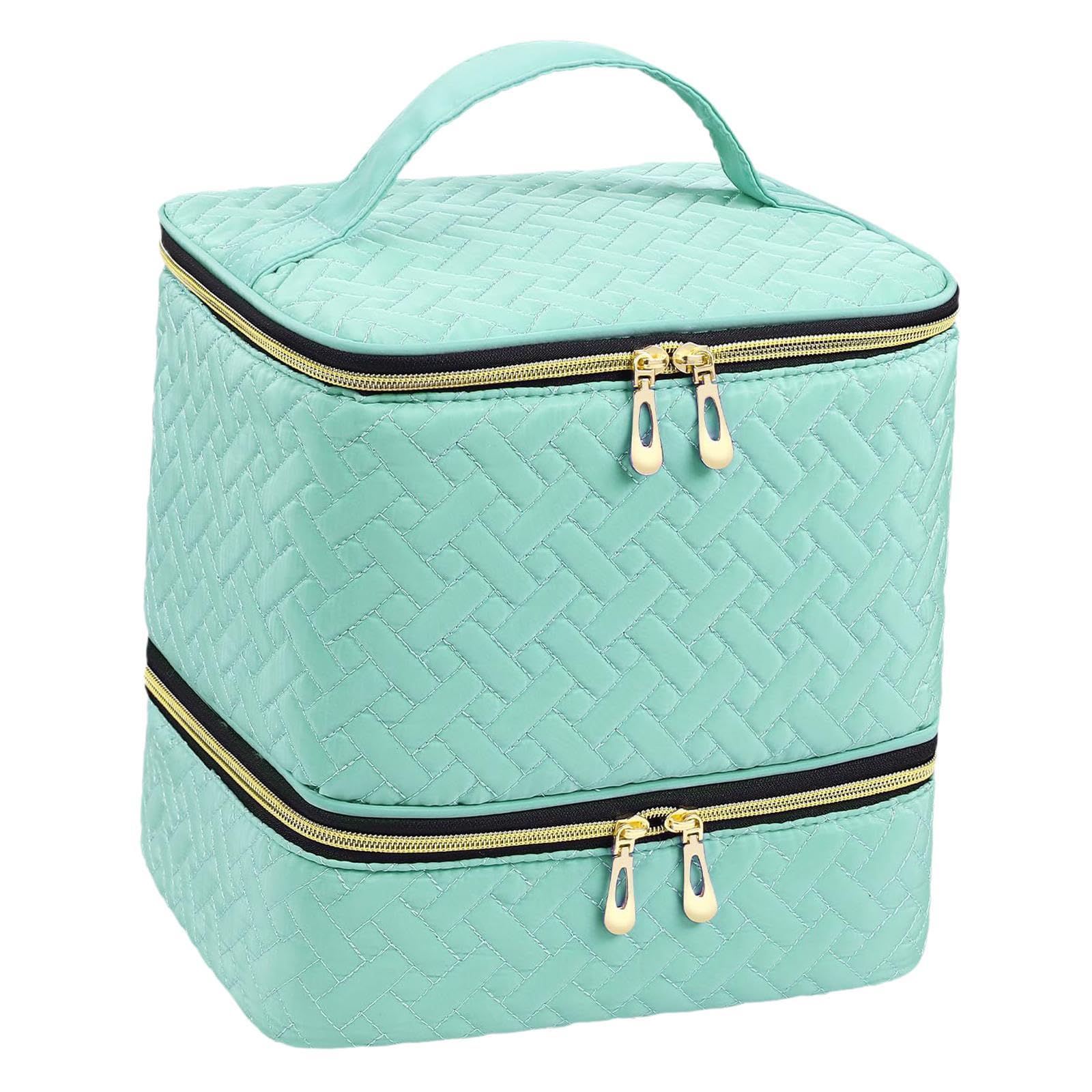 Organizador de uñas para viajes con bolso portátil de herramientas nail art color verde Oxford