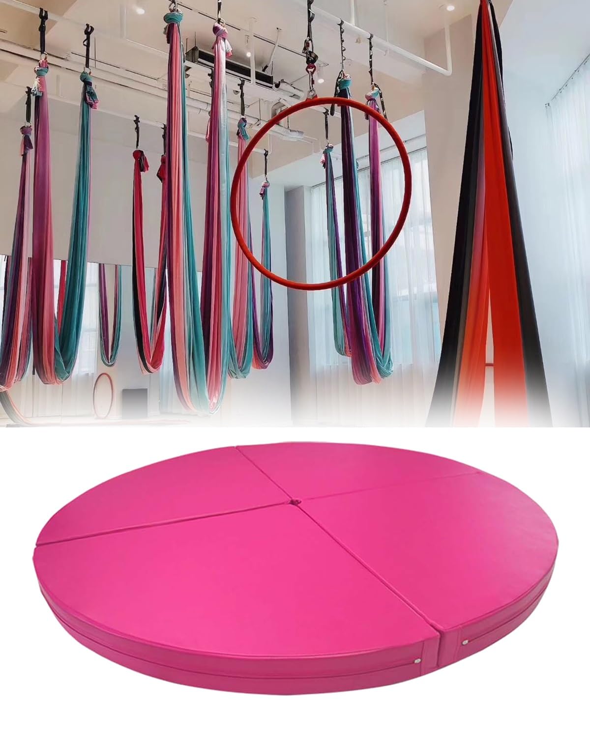 Generisch Wytrzymała poduszka ochronna Hoop-Yoga, pogrubiona podkładka bezpieczeństwa dla dorosłych, wielofunkcyjna poduszka do ćwiczeń, 163 x 5 cm (różowa) – idealna do tańca i fitnessu