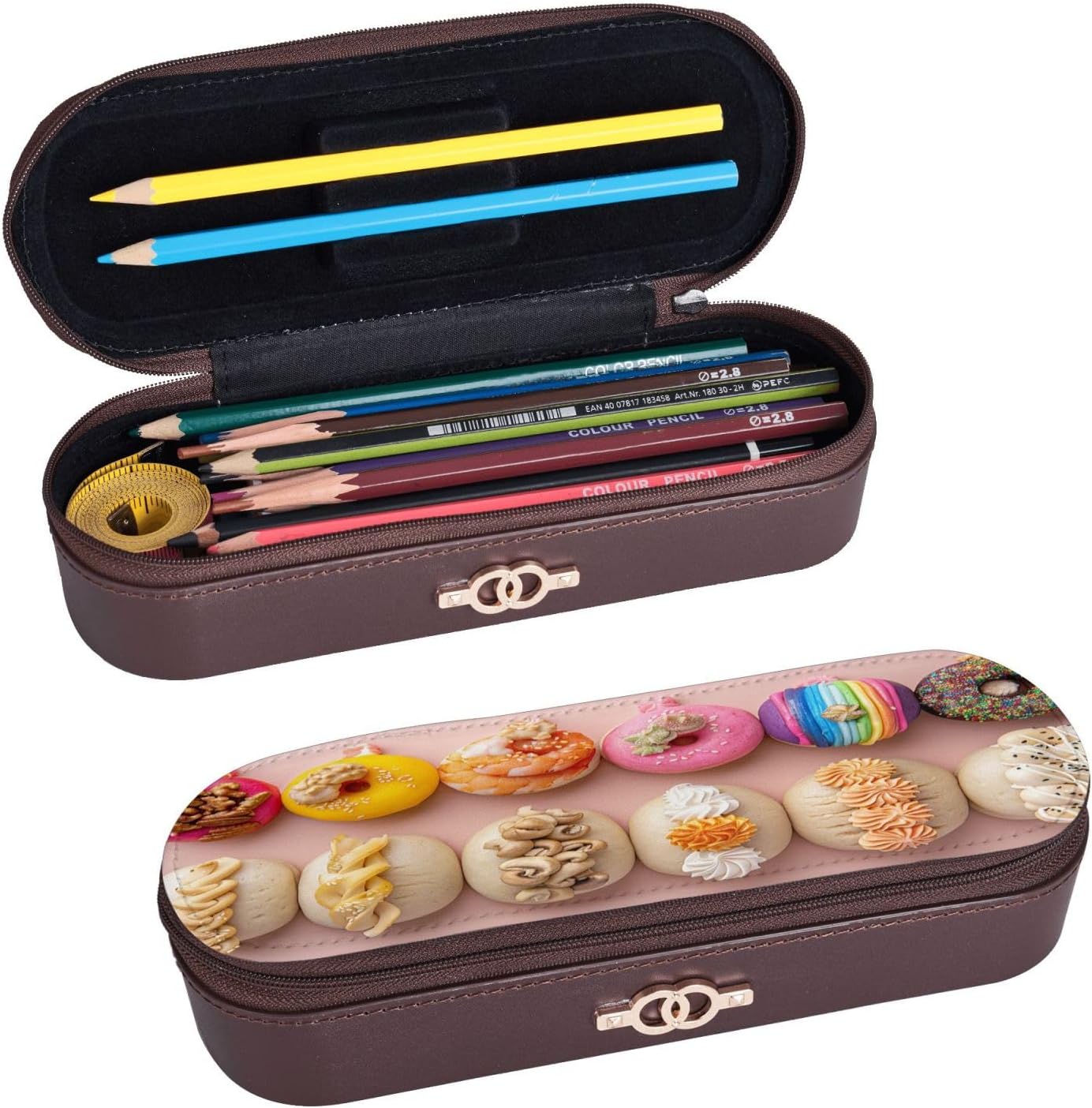 Colorful pastries Leather Multi Slot Pen Storage Case image 2