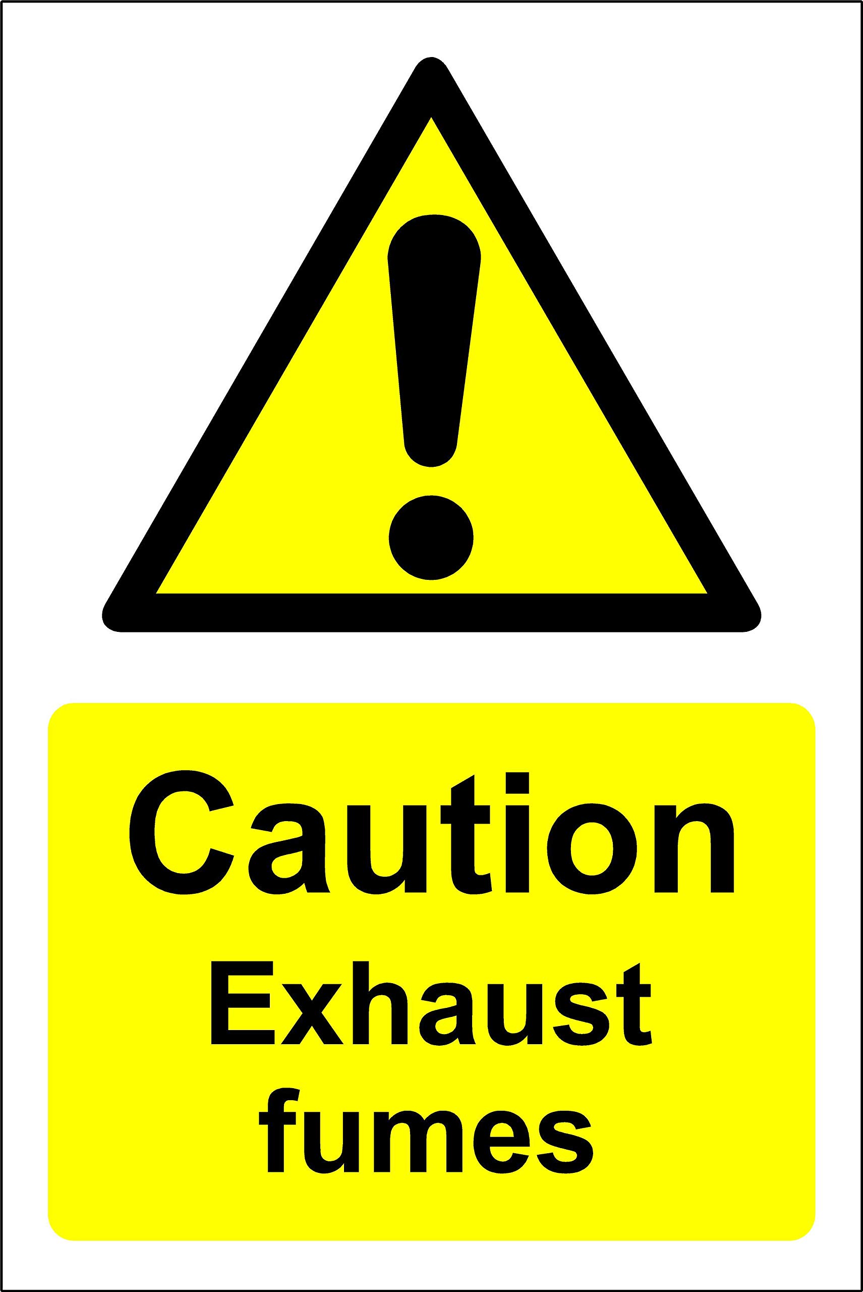Kpcm Display Ltd Caution Exhaust Fumes Safety Sign - 1.2Mm Rigid Plastic 200Mm X 150Mm
