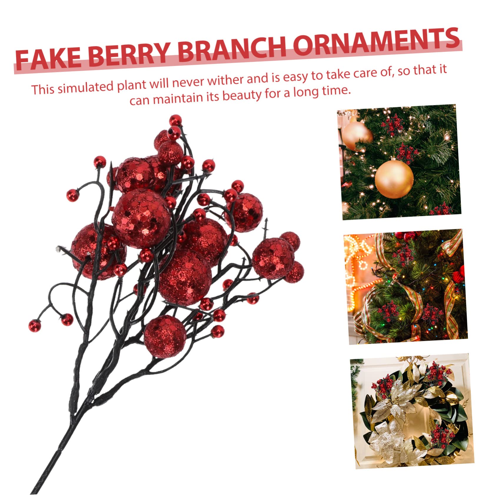 Amosfun 36 STK Beerenbündel Stecklinge Weihnachtliche Beerenpflücker Weihnachtsbeere Ornament Kranz Dekore Selber Machen Weihnachtsschmuck Simulation Beerenzweige Blaubeeren Rot Plastik