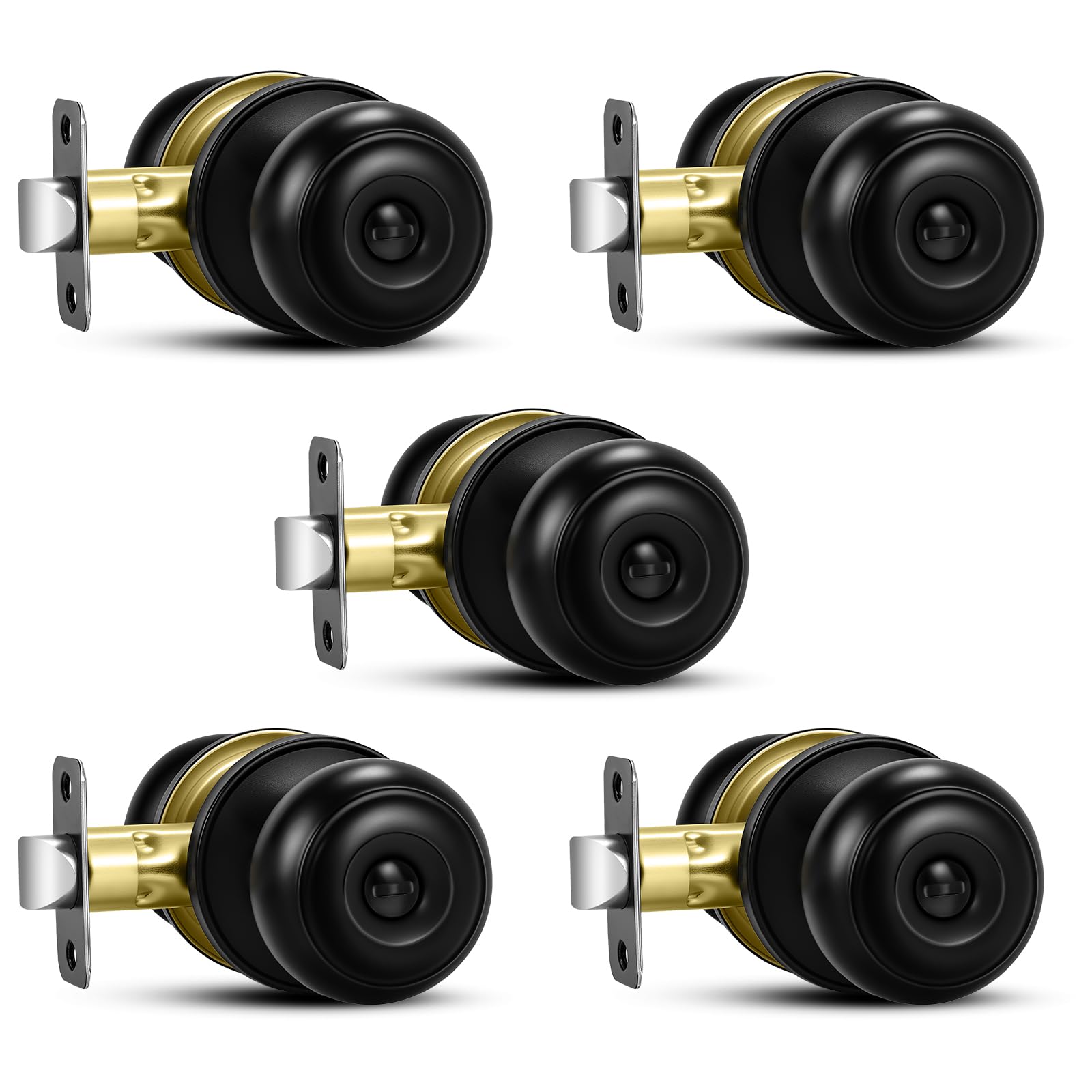 Plustool 5-Pack Matte Black Door Knobs