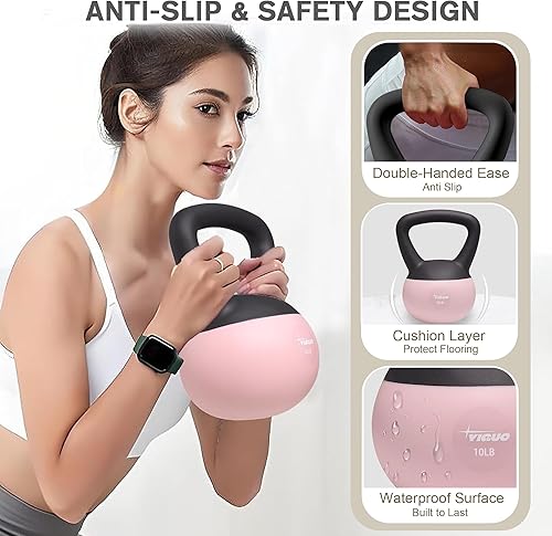 Miniatura 4 de Pesa rusa suave, pesa rusa de 10 libras, agarre antideslizante para entrenamientos en casa, base acolchada de lados suaves, pesa rusa de