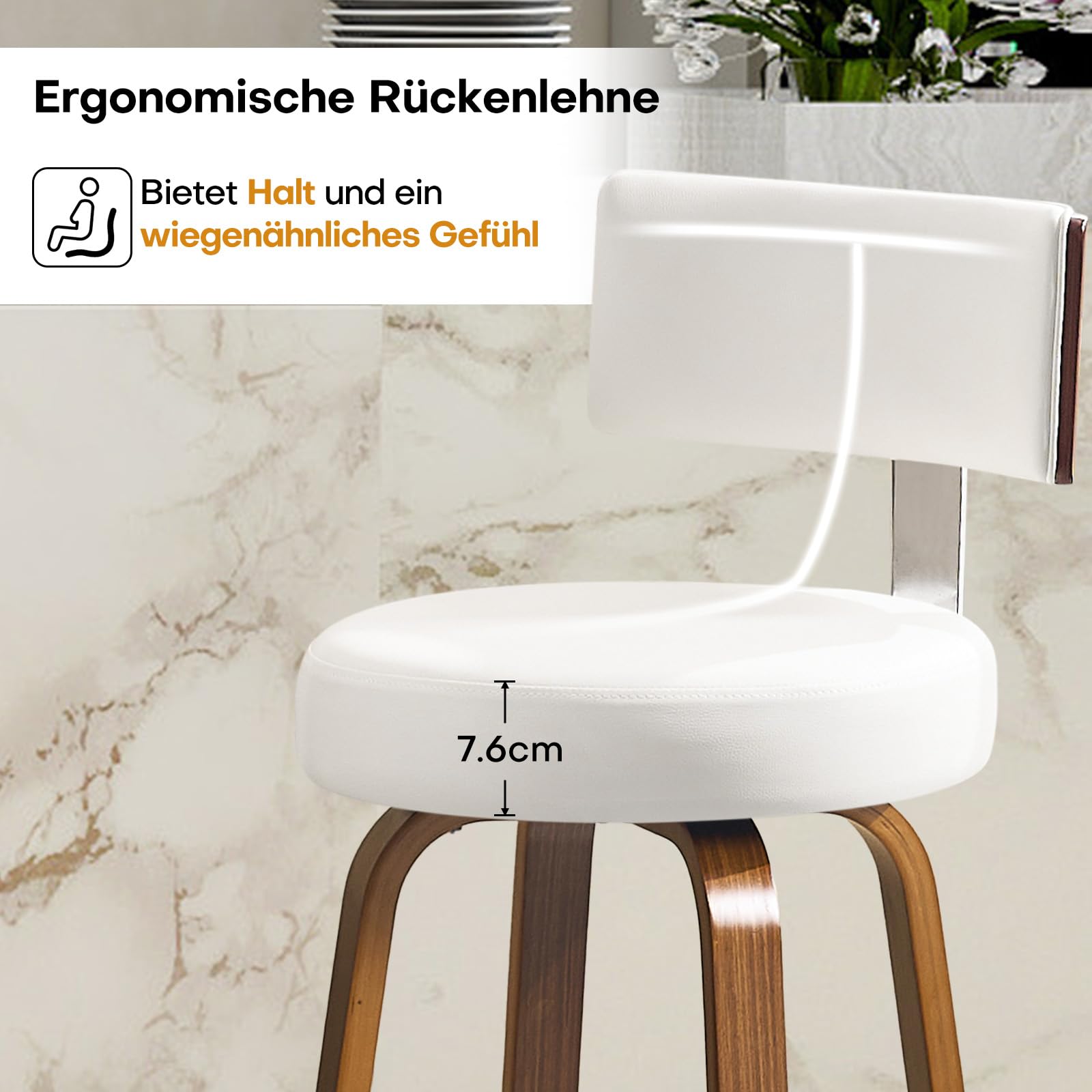 Set di 2 sgabelli da bar con schienale, altezza della seduta 65 cm, sedia