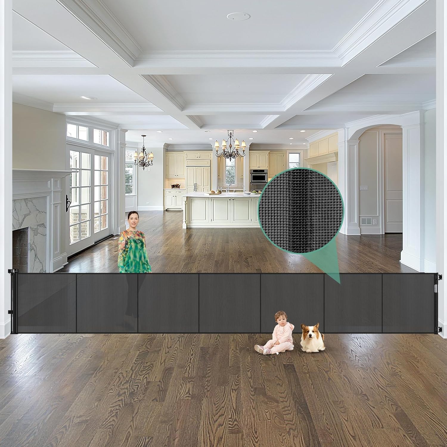 Photo 1 of *See Clerk Notes*Reinforced 37" Tall x 195" Retractable Baby Gates Extra Wide Dog Gate/Black