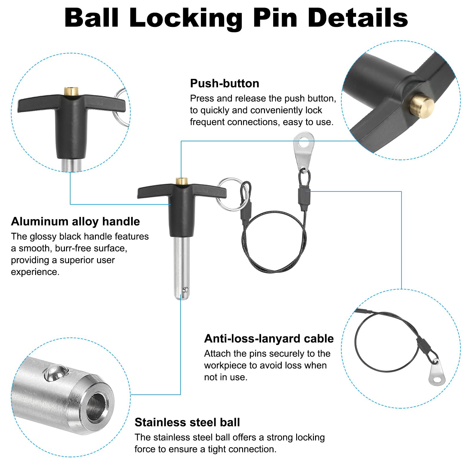 PATIKIL T Handle Lock Pins 3/8 x 1.18" (9.5 x 30mm) - Image 3