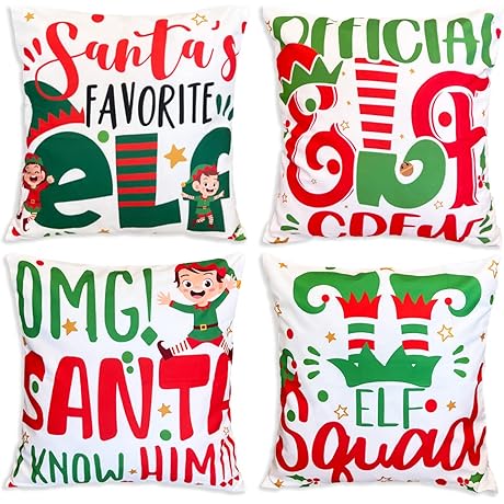 Zhynice Christmas Elf Decorations Pillow Covers