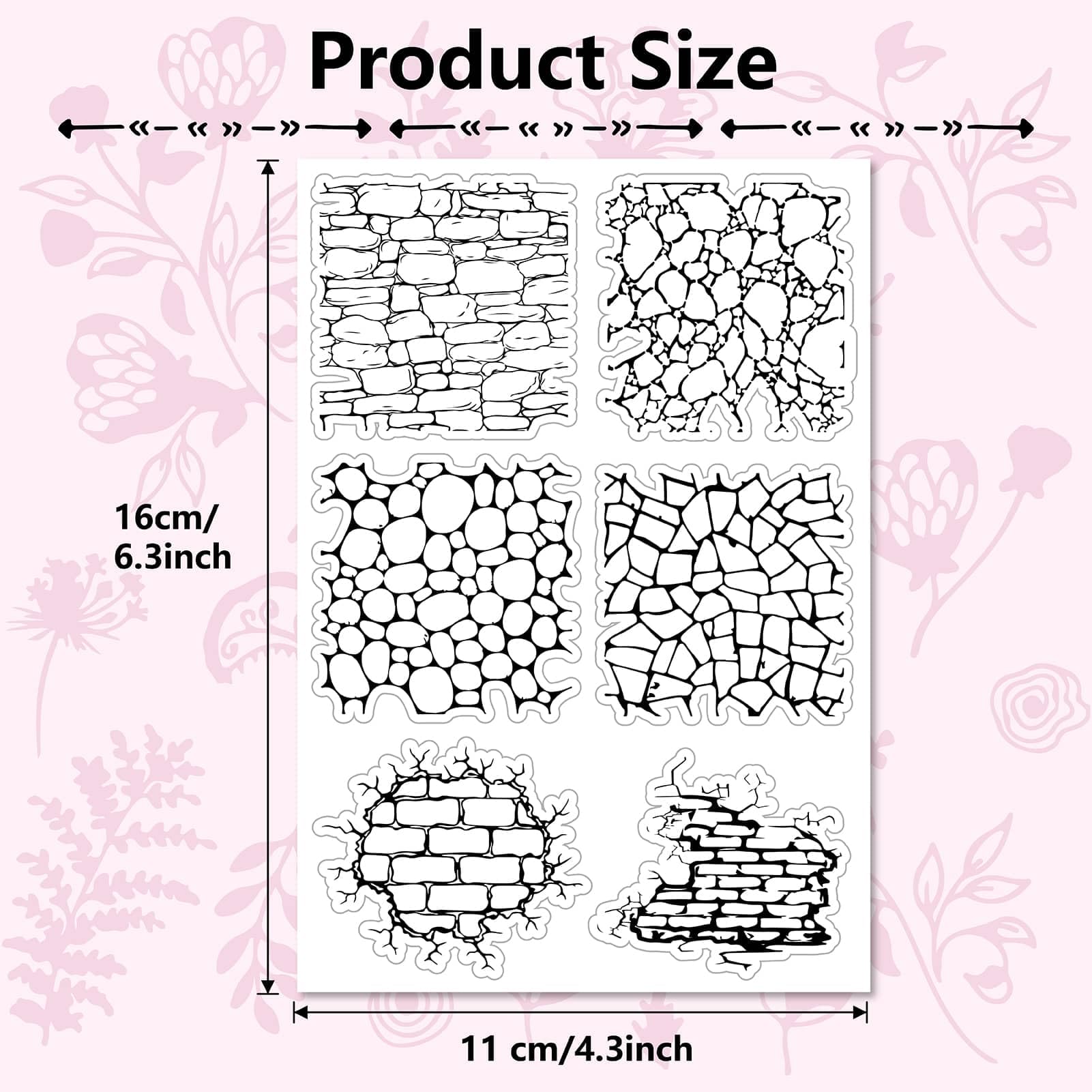 CRASPIRE Brick Wall Background Clear Rubber Stamps Reusable Vintage Retro Silicone Transparent Seals Stamp for Journaling Card Making Friends DIY Scrapbooking Photo Frame Album Decor 6.3 x 4.3inch - Image 2