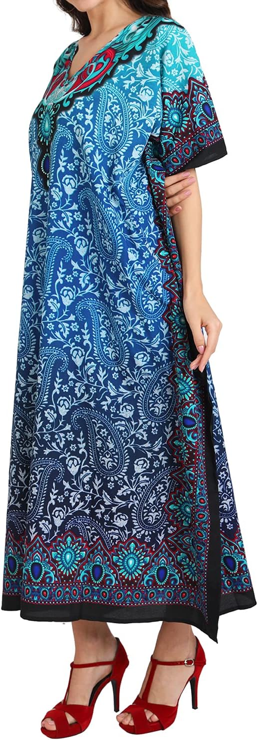 Miss Lavish London Long Kaftan Dress Women, Flowy Resort Wear, Maxi Plus Size Swim Coverup, Lightweight Summer Long Kaftan - Image 6