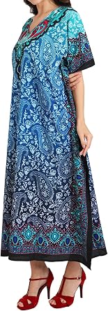 Miss Lavish London Long Kaftan Dress Women, Flowy Resort Wear, Maxi Plus Size Swim Coverup, Lightweight Summer Long Kaftan