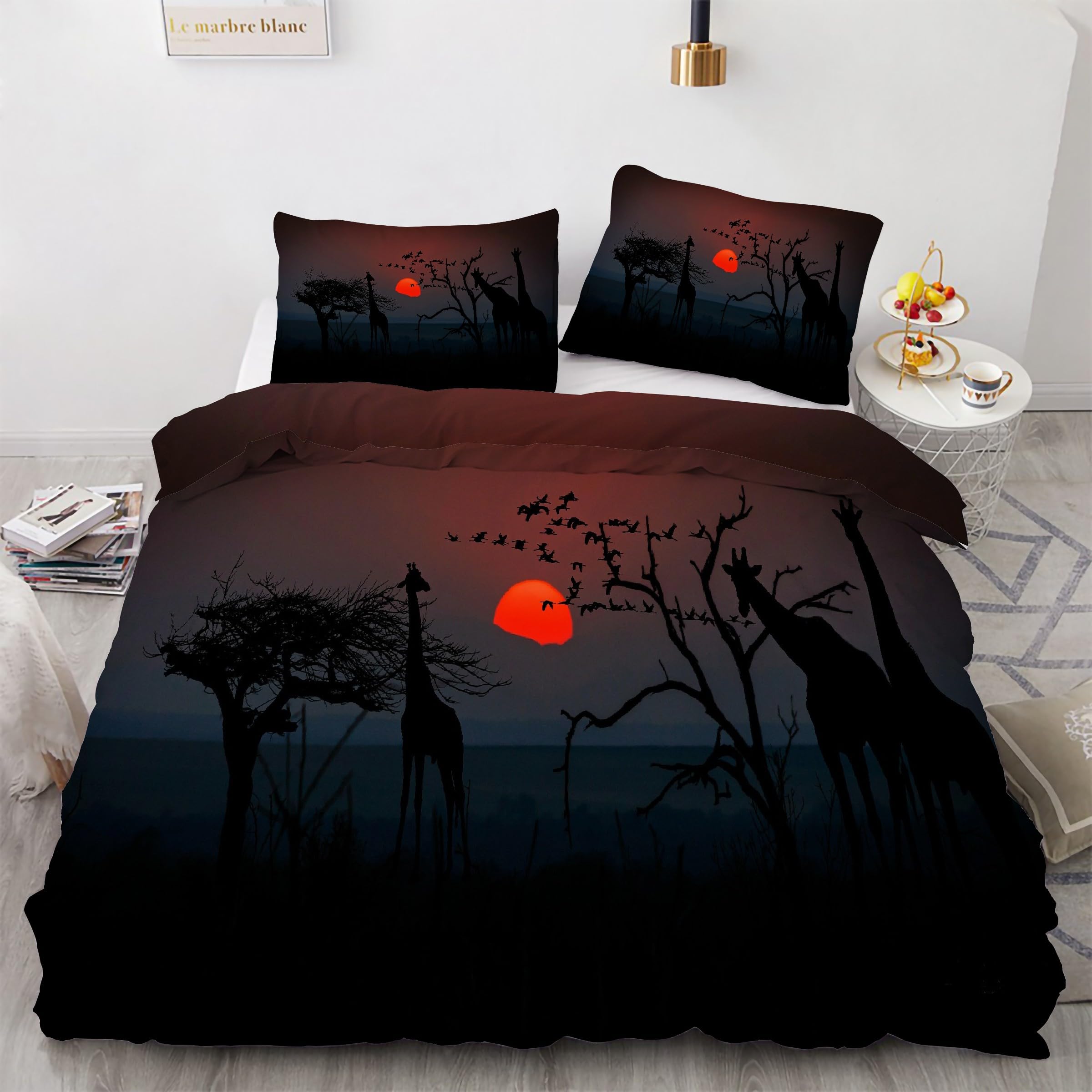 Housse de Couette Girafe Africaine 220x240 pour une Chambre Évasions