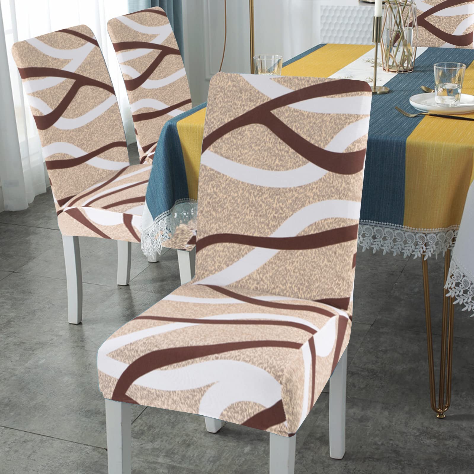 Jaotto Coprisedie Elasticizzati Con Schienale - Set Da 4 Pezzi Lavabile, Grigio Moderno - Foto 8