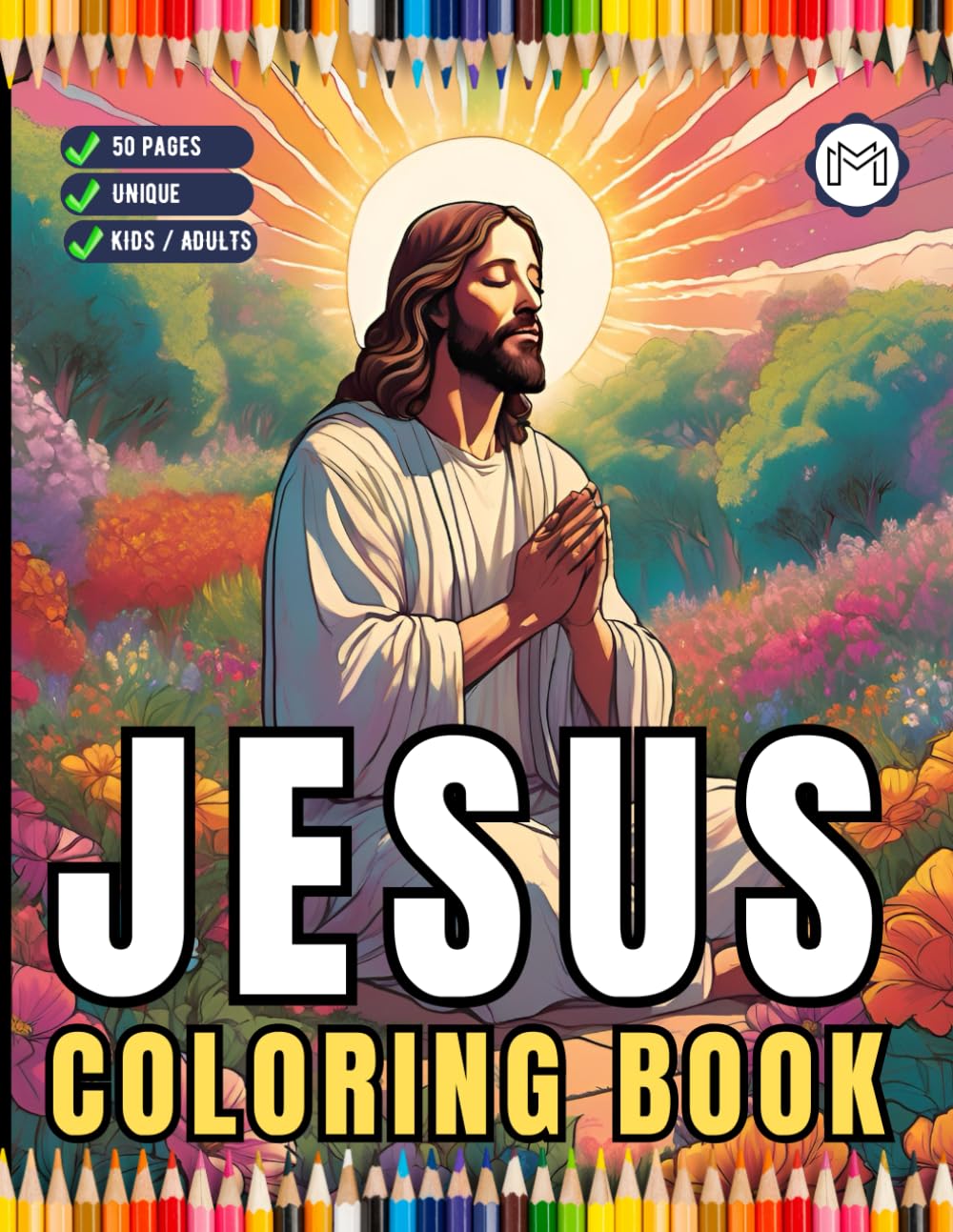 50 Pages Easy Jesus Coloring Book Gift for Adults Kids Children Boys Girls Teens Christian Religion Catholic Bible Stories Religious Coloring Pages ..