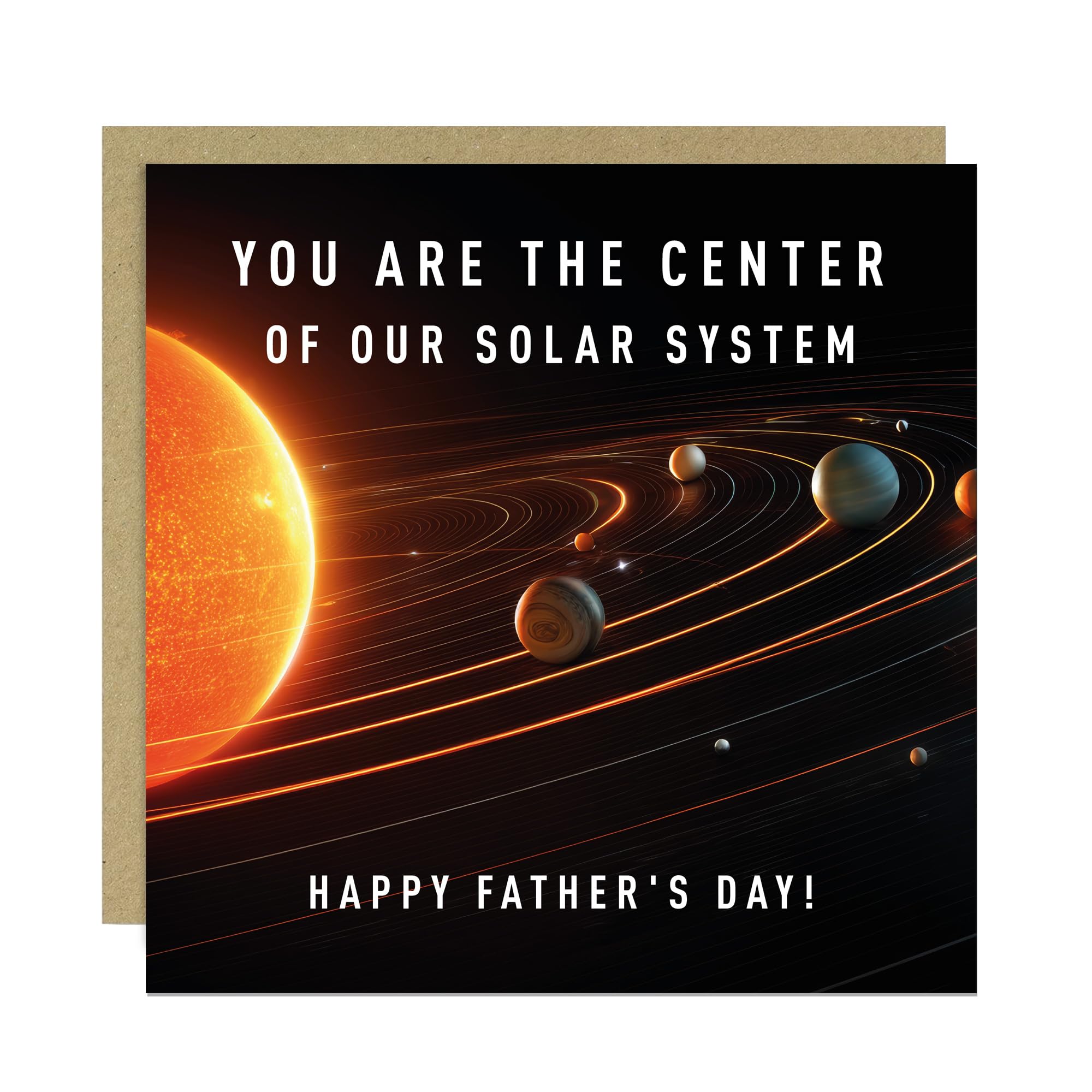 RED OCEAN Card For Fathers Day Are The Center Of Our Solar System Card With Kraft Envelope Thank You Card For Dad From Daughter Son Kids