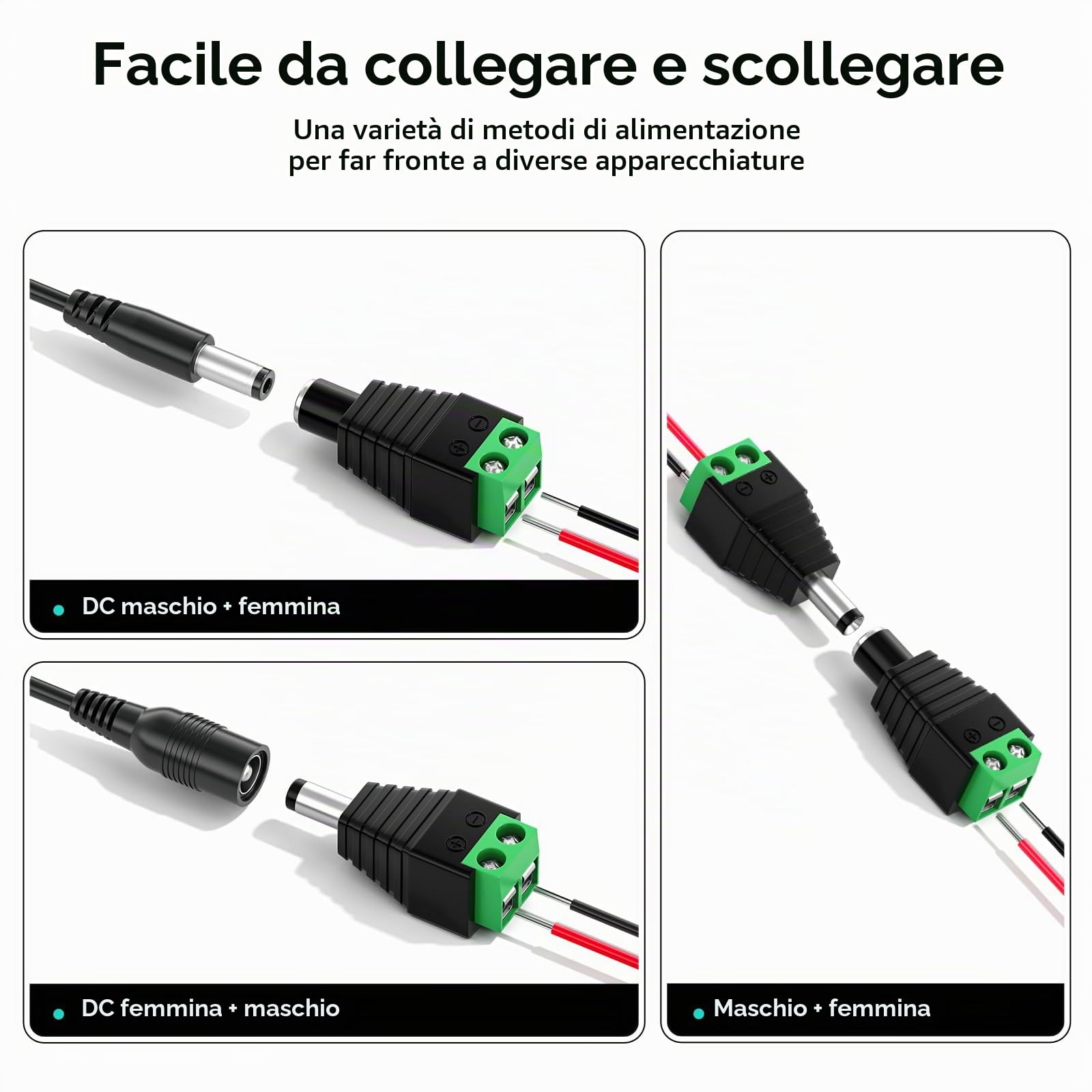 Batteria 12.6V 7800mAh ioni litio con caricabatterie e adattatore linea e connettore collegamento,per pannello solare,videocamere,videosorveglianza,router domestico,sistemi di allarme