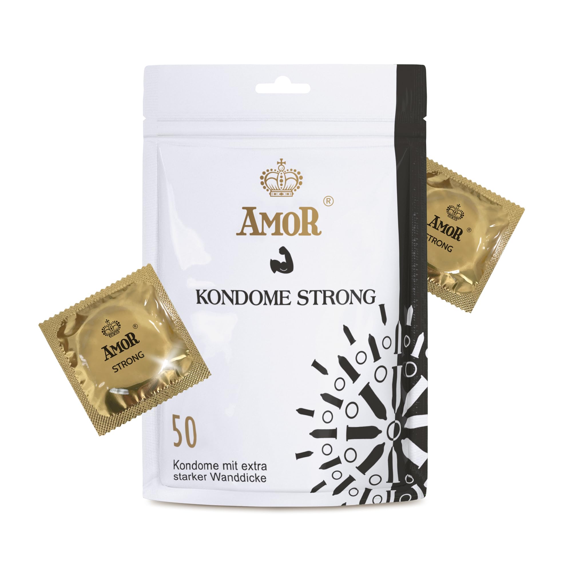 AMOR Premium Strong, Extra starke Wanddicke 0.08 mm, Ø 53 mm, 50 Stück