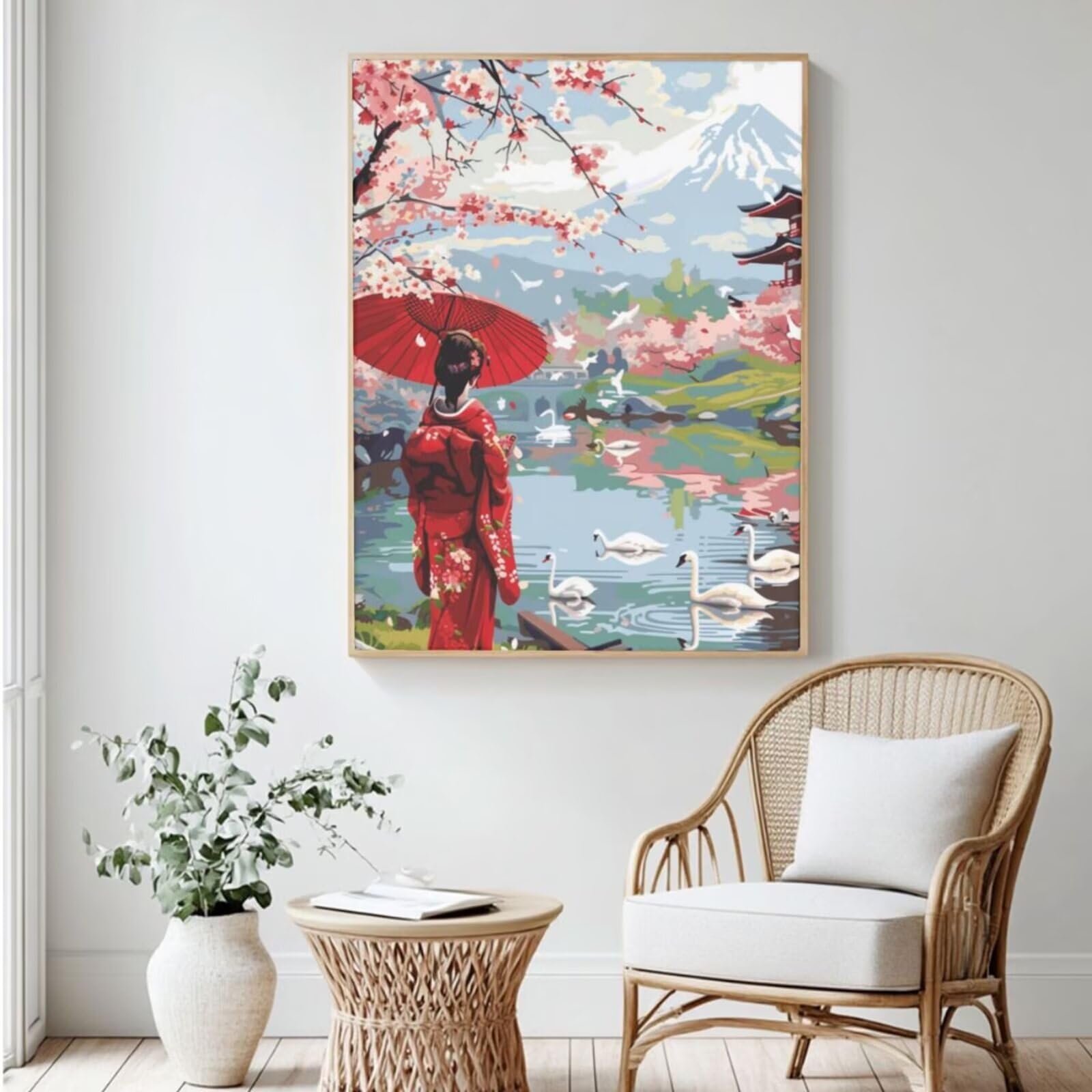 Malen Nach Zahlen Landschaft, DIY Ölgemälde Malen Nach Zahlen Erwachsene Frau, Painting by Numbers Adult/Anfänger mit 6 Pinseln und Acrylfarben, für Haus Wand Deko - (75x100 cm, Ohne Rahmen) MK225
