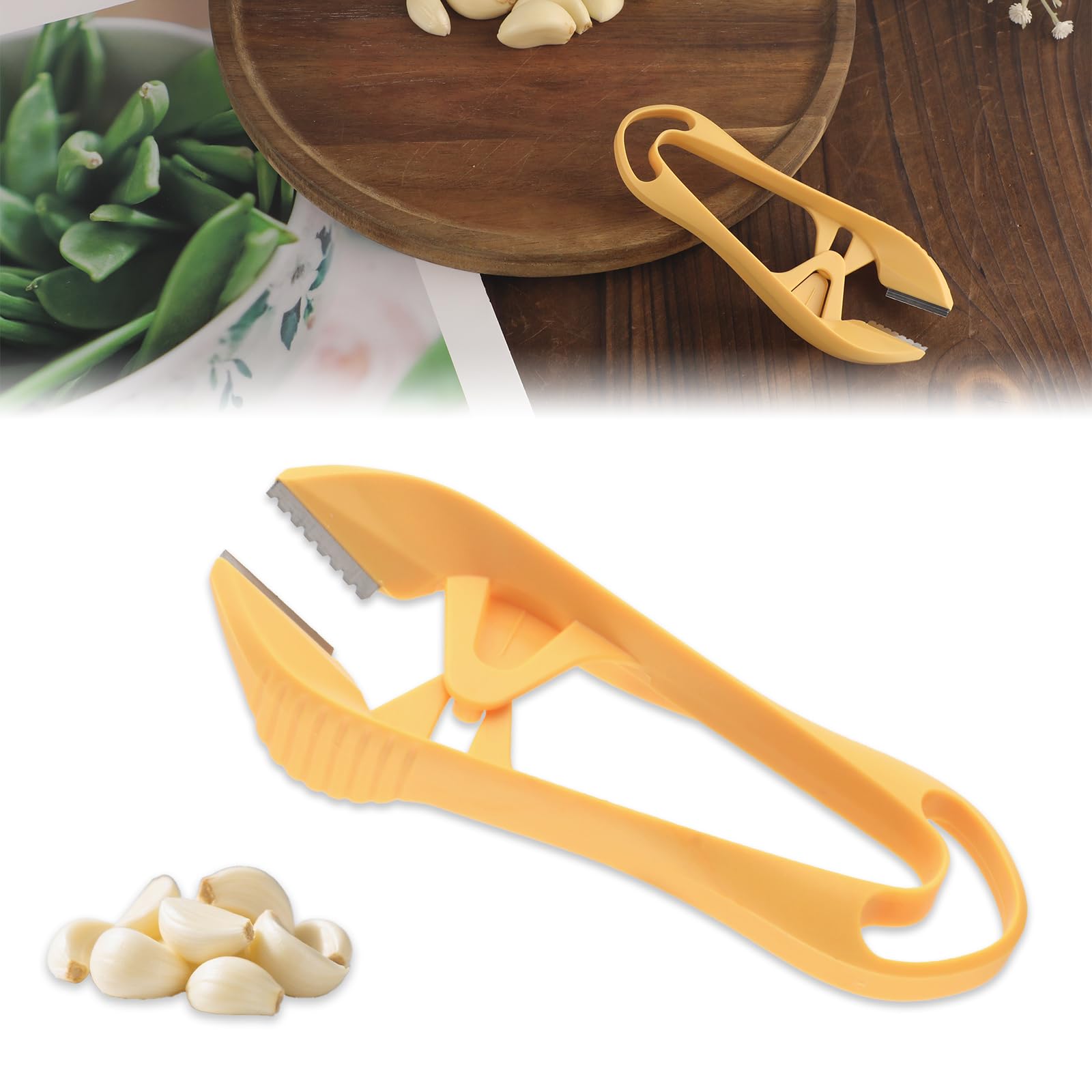 2 peladores de ajos, pinzas de ajo con agujero para colgar, clips de pelado manual, herramientas de cocina simples y fáciles de multiusos para evitar el olor en tus manos (naranja) 3