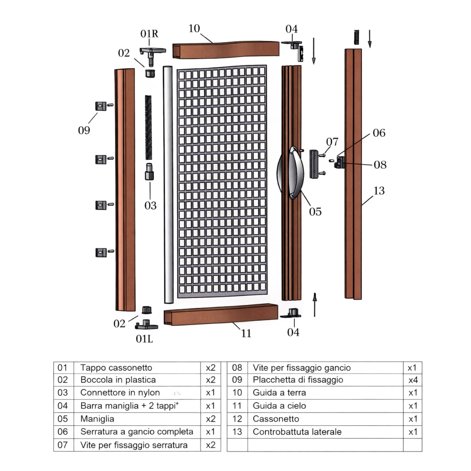 Paluplus Zanzariera Laterale a Rullo per Porta, Misura 150x250 cm, Tenda Riducibile con Struttura in Alluminio e Chiusura a Gancio, Montaggio veloce, per zanzare e insetti -3719F -8,1 (Marrone)