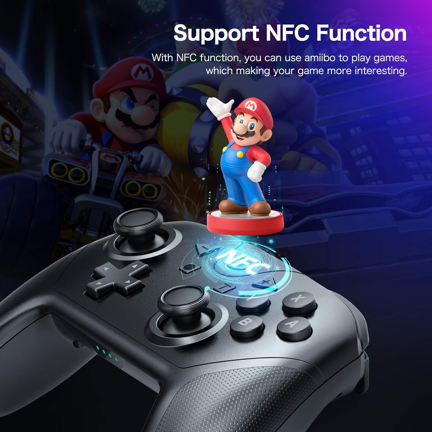 YCCTEAM Switch Pro Controller Compatible With Switch/Switch Lite, Wireless Switch Remote Gamepad with NFC/Turbo/Dual Vibration/Motion Control (Black)