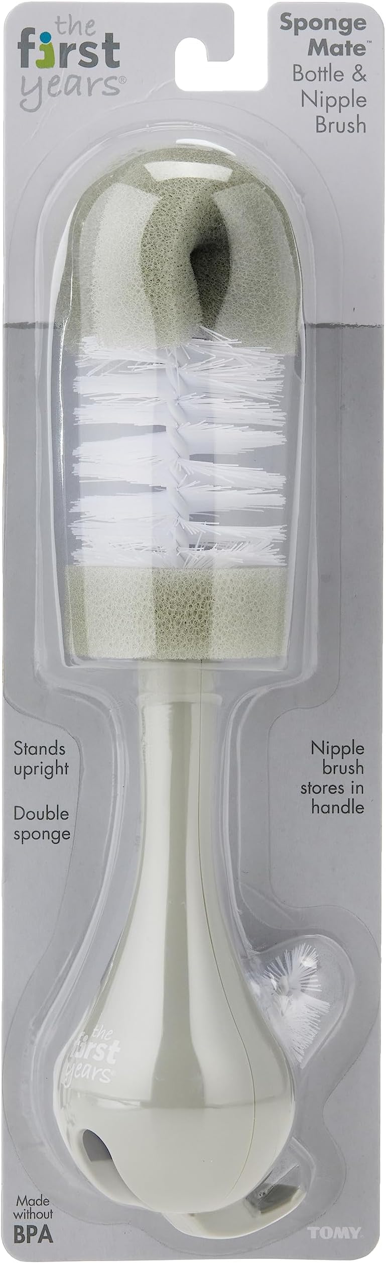 The First Years Double Sponge Bottle Brush, Grey