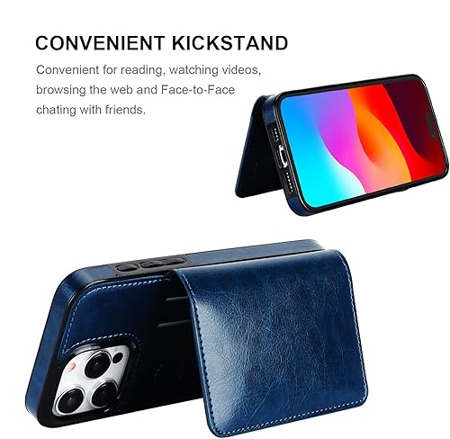 Miniatura 5 de KIHUWEY Funda tipo cartera compatible con iPhone 15 Pro Max, soporte para tarjetas de crédito, de cuero de primera calidad, cierre magnético oculto,