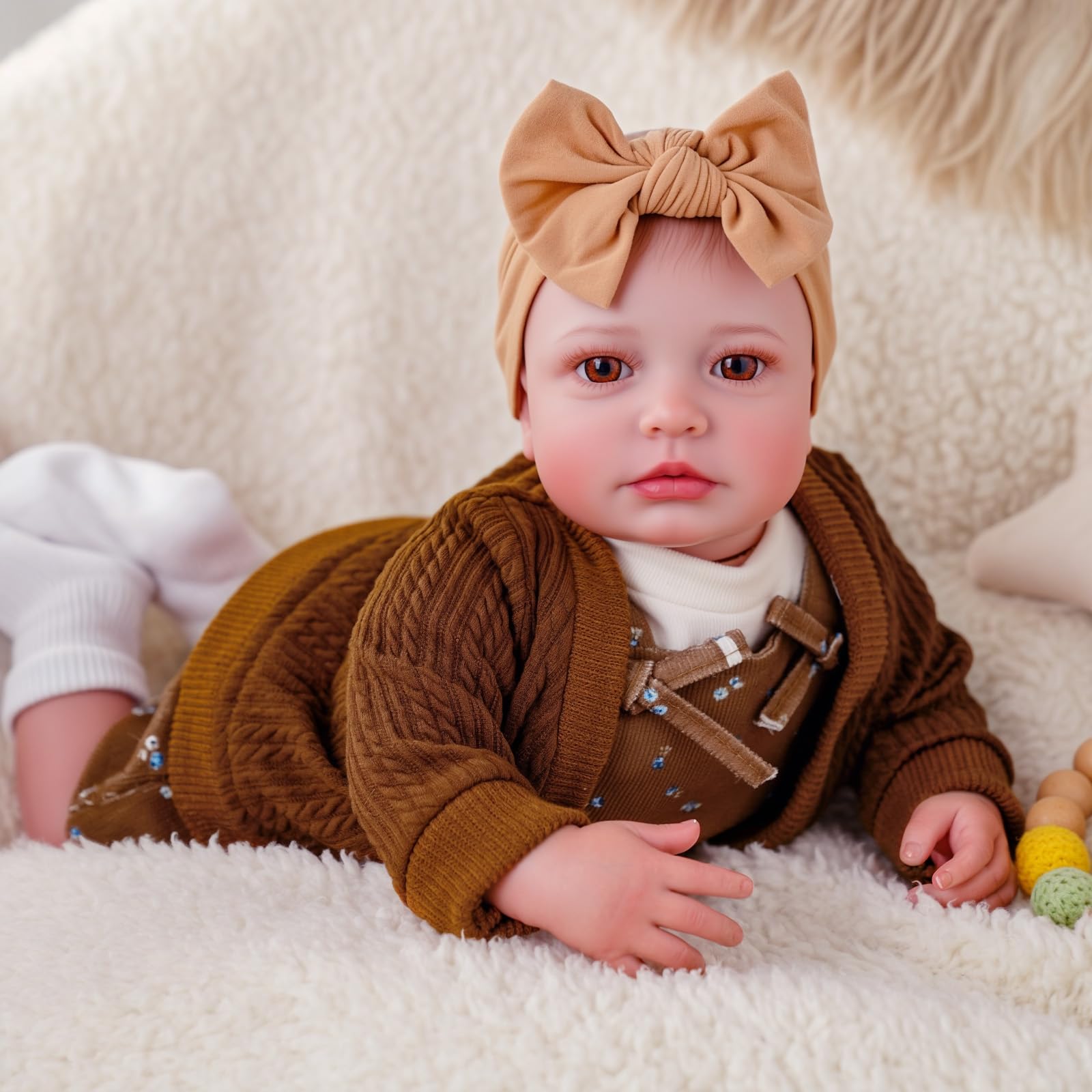 BABESIDE Reborn Baby Mädchen Puppe, 20 Zoll Vinyl Puppen mit Weichem Körper | Reborn Baby Doll mit Kleiderset, lebensechte babypuppen mit Stoffkörper, Vinylarmen und -beinen, Demenzpuppe für Senioren