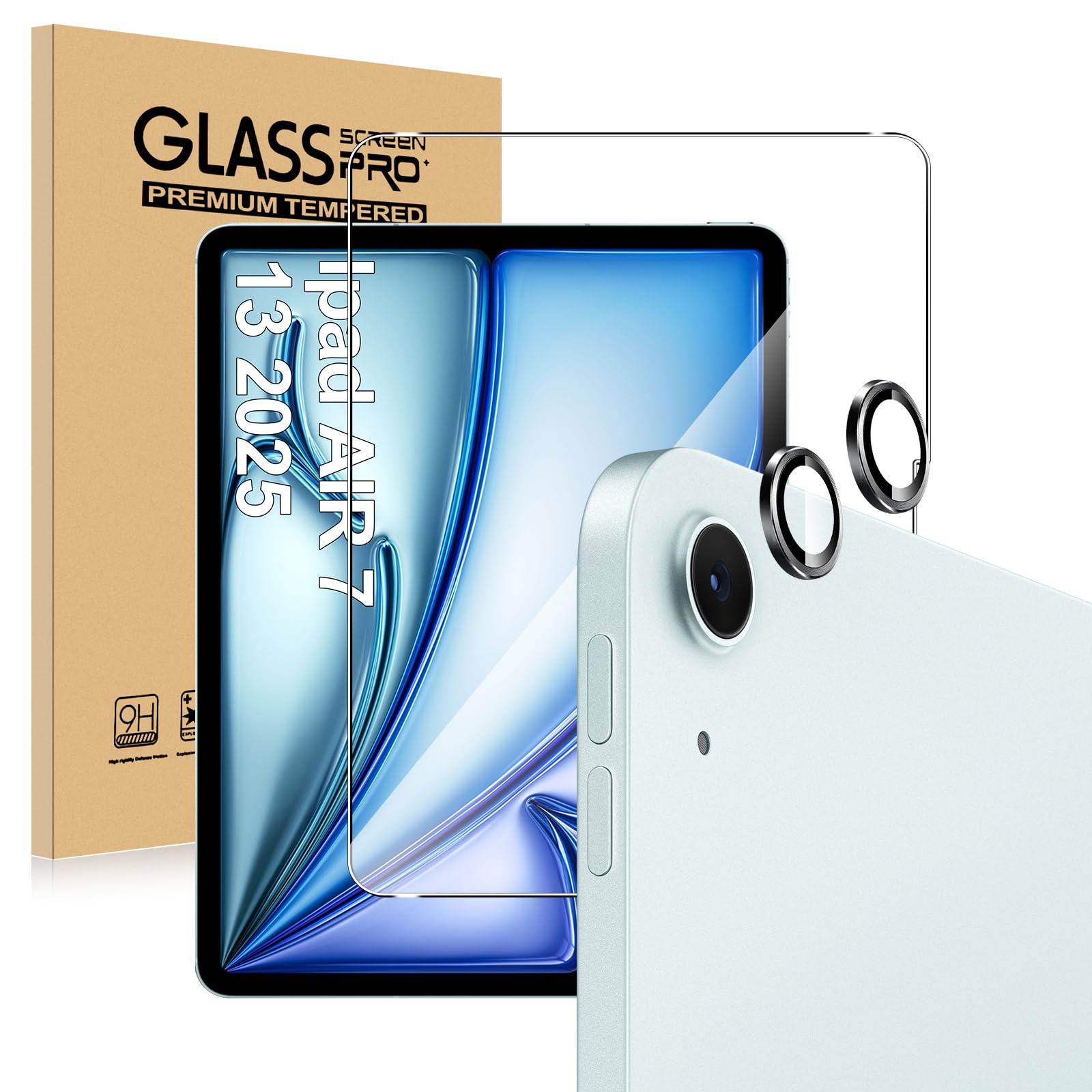 【1+1枚セット】For iPad Air 13インチ M4 2026 フィルム+カメラフィルム iPad Air 13インチ 第8世代 M4 保護フィルム 強化ガラス 硬度9H 旭硝子製 疎水疎油 指紋·汚れ防止 Greerass 3D保護 超高透過率 全面保護 耐衝撃 飛散防止 高感度タッチ 自動吸着 気泡ゼロ 貼り付け簡単