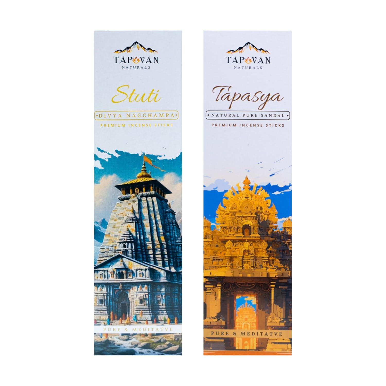 Tapovan Naturals Premium Sandal & Nagchampa Incense Sticks | Handcrafted Organic Dhoop for Meditation, Purification & Aromatherapy | Long-Lasting Fragrance | 80 Sticks - Pack of 2