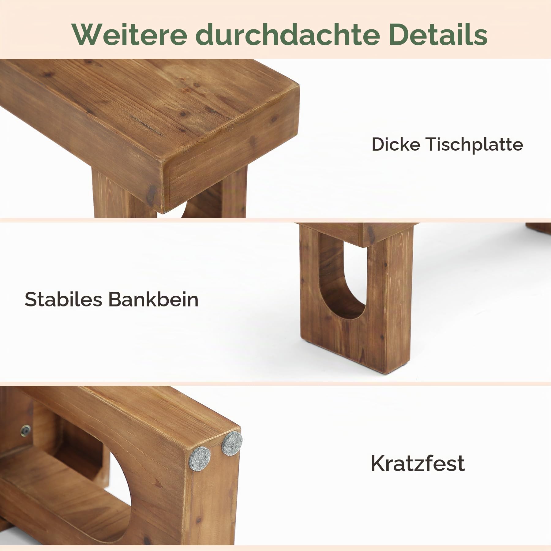 120 cm Holz Sitzbank Flur Schuhbank mit stabilen Beinen