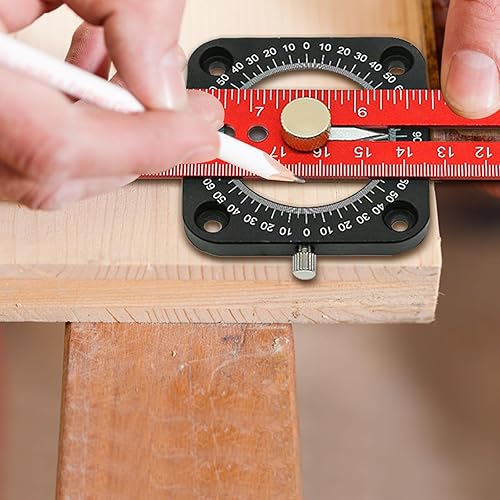 Miniatura 5 de Herramienta de dibujo circular para carpintería 5 en 1, regla en T, regla de ángulo de brújula de 360, círculos rectos, arcos, líneas, regla de