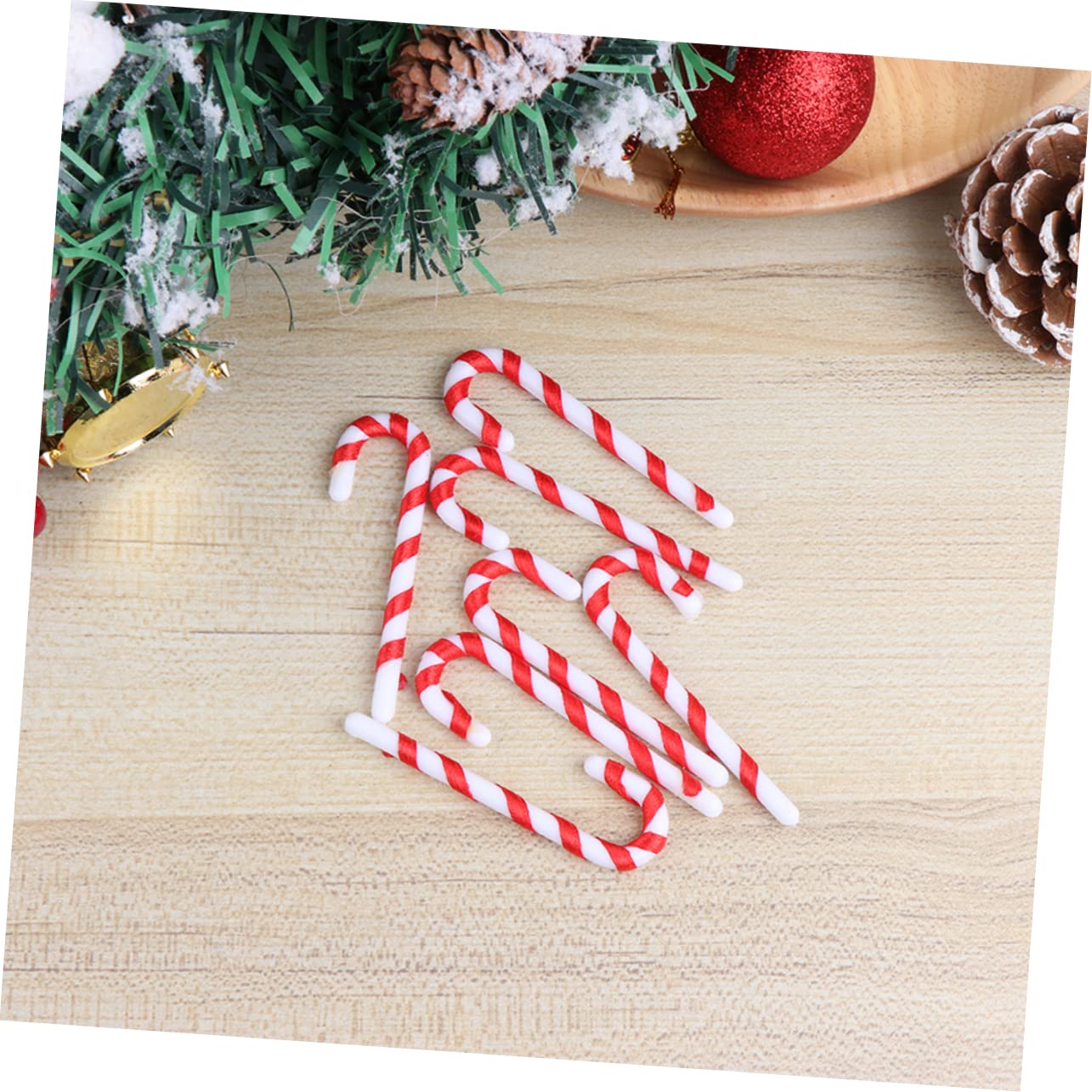 5 Sets Weihnachtsschmuck Zuckerstangen-Dekorationen Roter Christbaumschmuck Spazierstock-Stil Festlich 60 Stück * 5